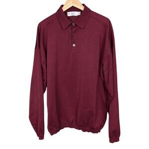 Vintage St. Croix Knits Dark Red Maroon Long Sleeve Polo Shirt XLT Long USA